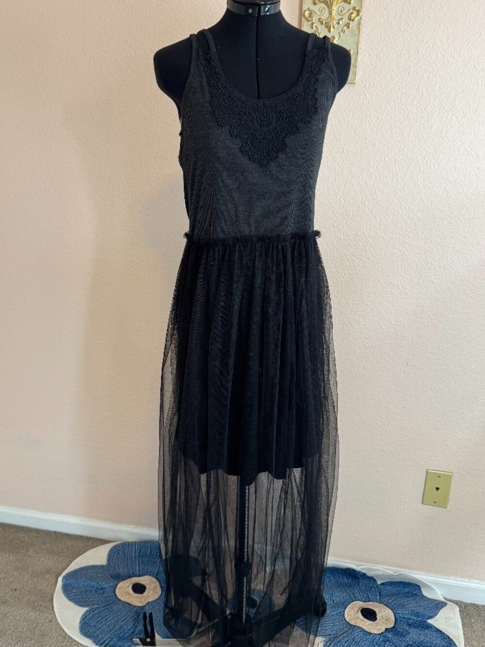 Romantic Goth Boho Fairy Festival Crochet A’reve Clack Dress Large Women NWT